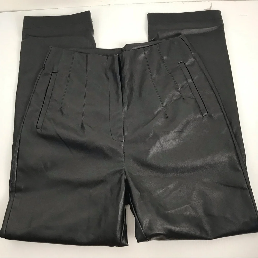 Lulu’s Icon Living Black Vegan Leather High-Waisted Trousers Size M